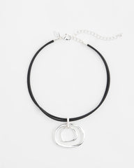 Chico's Silver Tone Rings Pendant Necklace SILVER