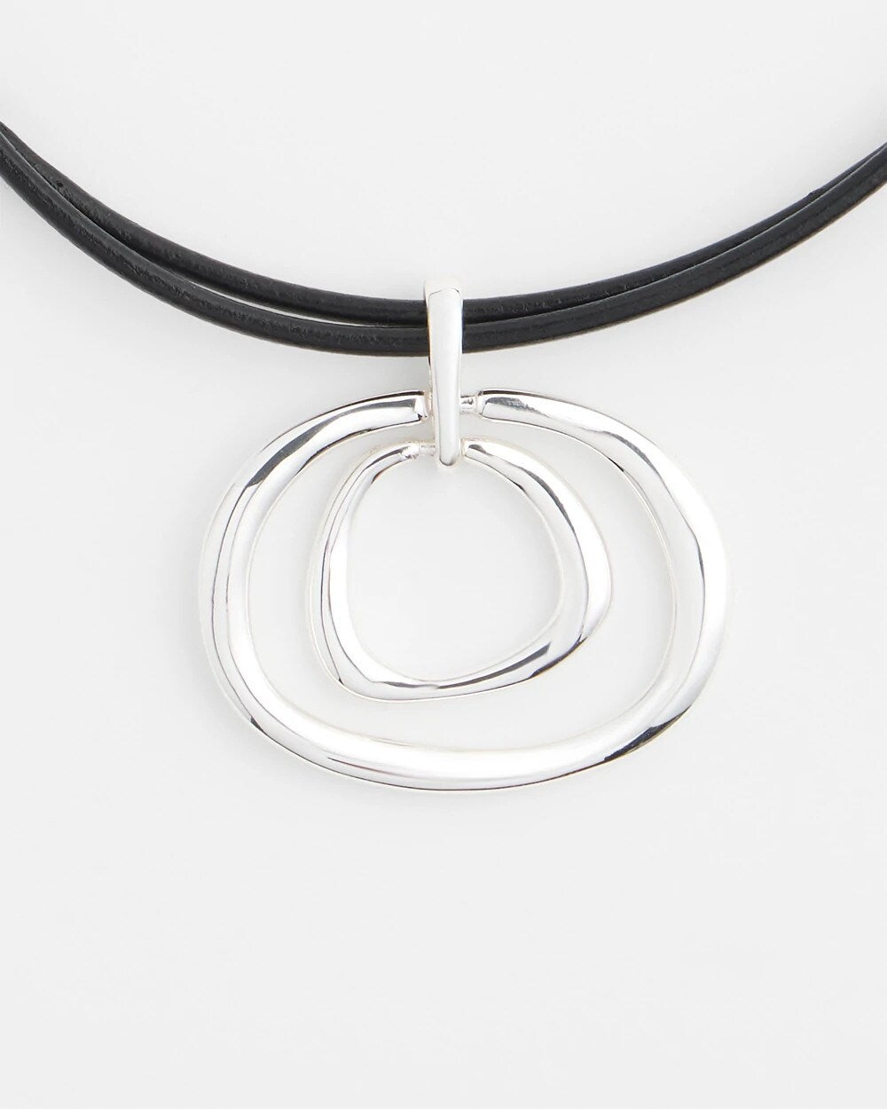 Chico's Silver Tone Rings Pendant Necklace SILVER