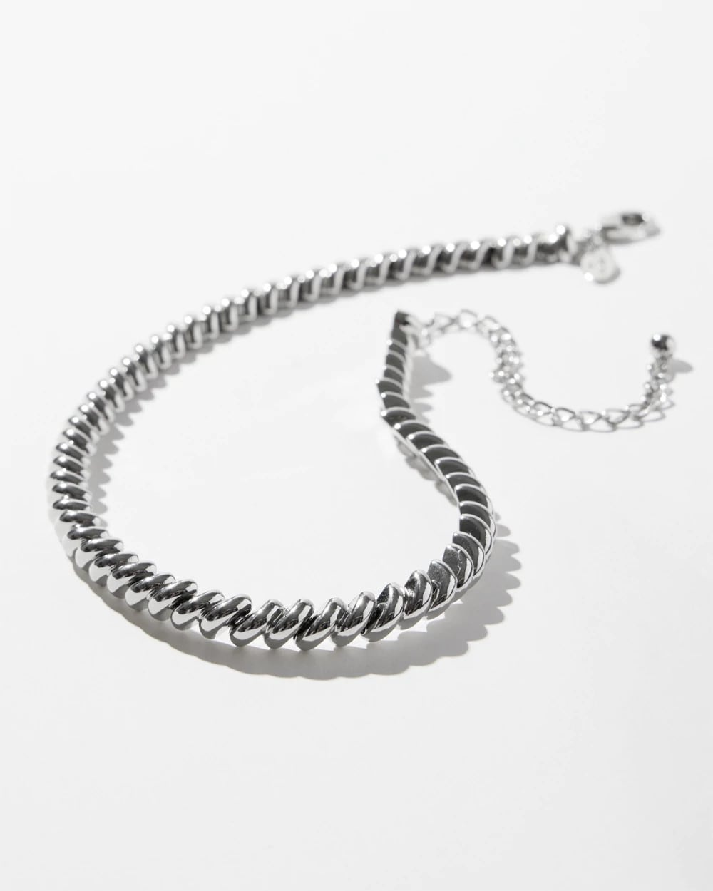 Chico's Silver Tone Twist Collar Necklace SILVER