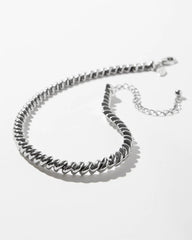 Chico's Silver Tone Twist Collar Necklace SILVER