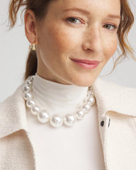 Chico's Large Pearl Collar Necklace PEARL