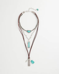 Chico's Convertible Turquoise & Charms Motif Necklace TURQUOISE