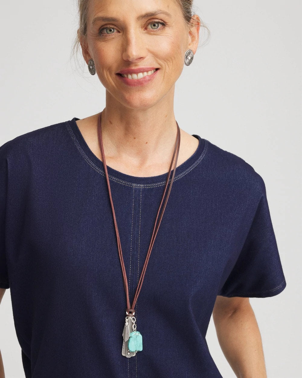 Chico's Convertible Turquoise & Charms Motif Necklace TURQUOISE