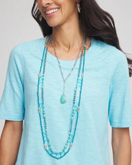 Chico's Teal Beaded Single Strand Necklace TURQUOISE