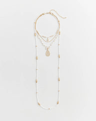 Chico's Convertible Beaded Pendant Necklace WHITE