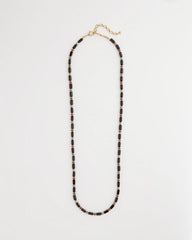 Chico's Art Deco Bar Bead Long Necklace BLACK/GOLD