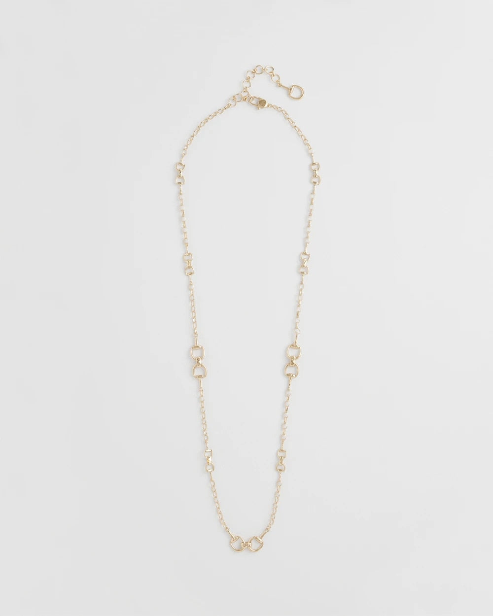 Chico's Equestrian Horsebit Long Link Necklace GOLD