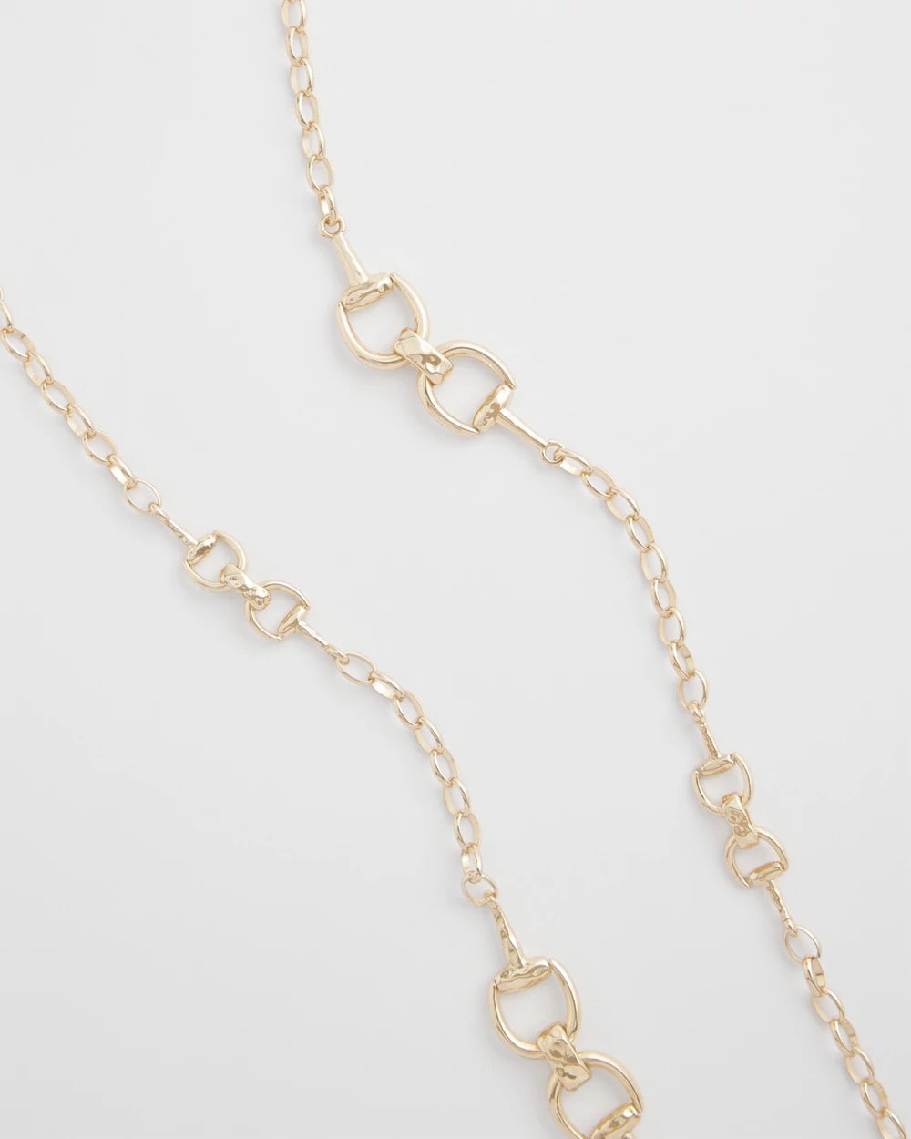 Chico's Equestrian Horsebit Long Link Necklace GOLD