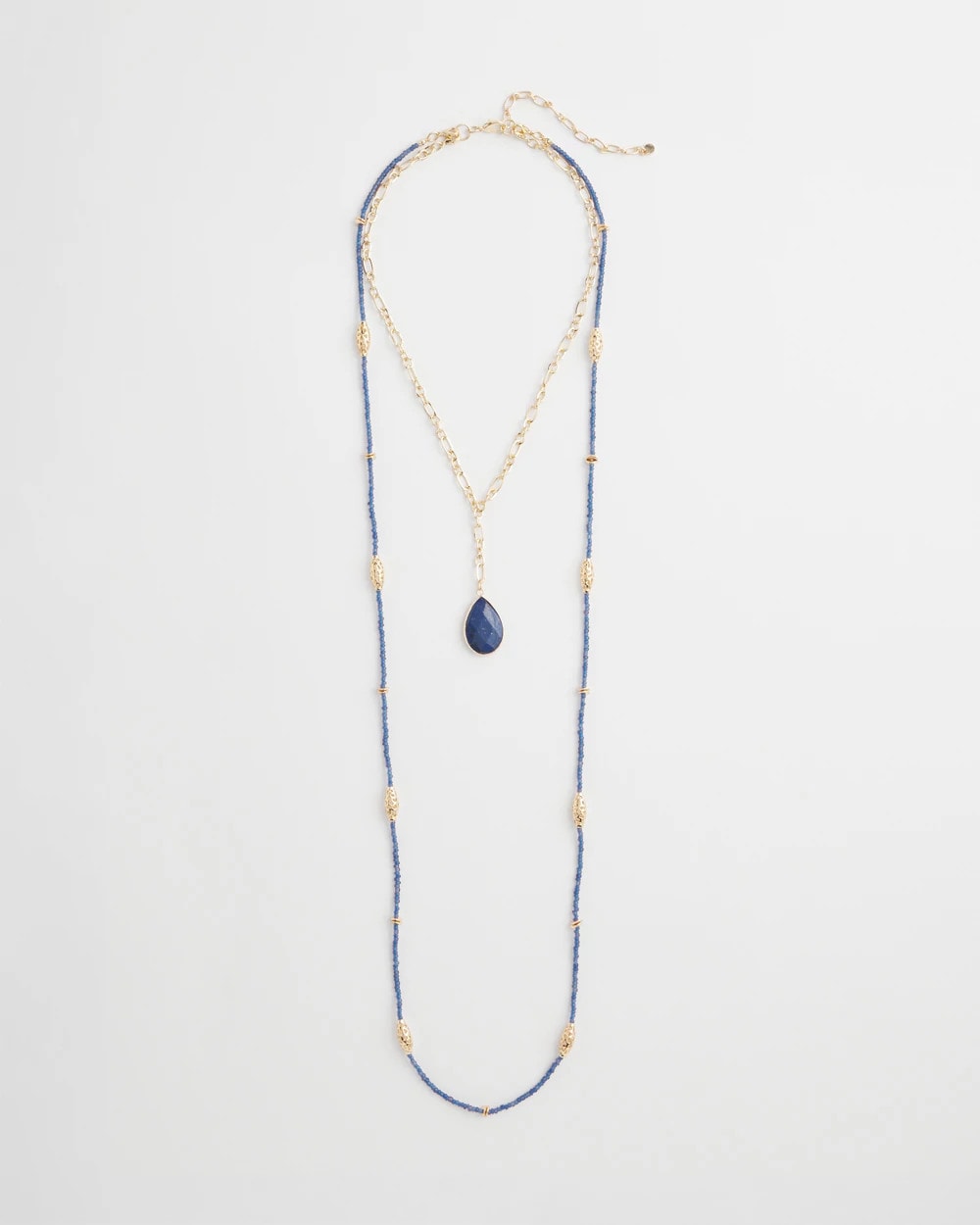 Chico's Convertible Beaded Pendant Necklace BLUE