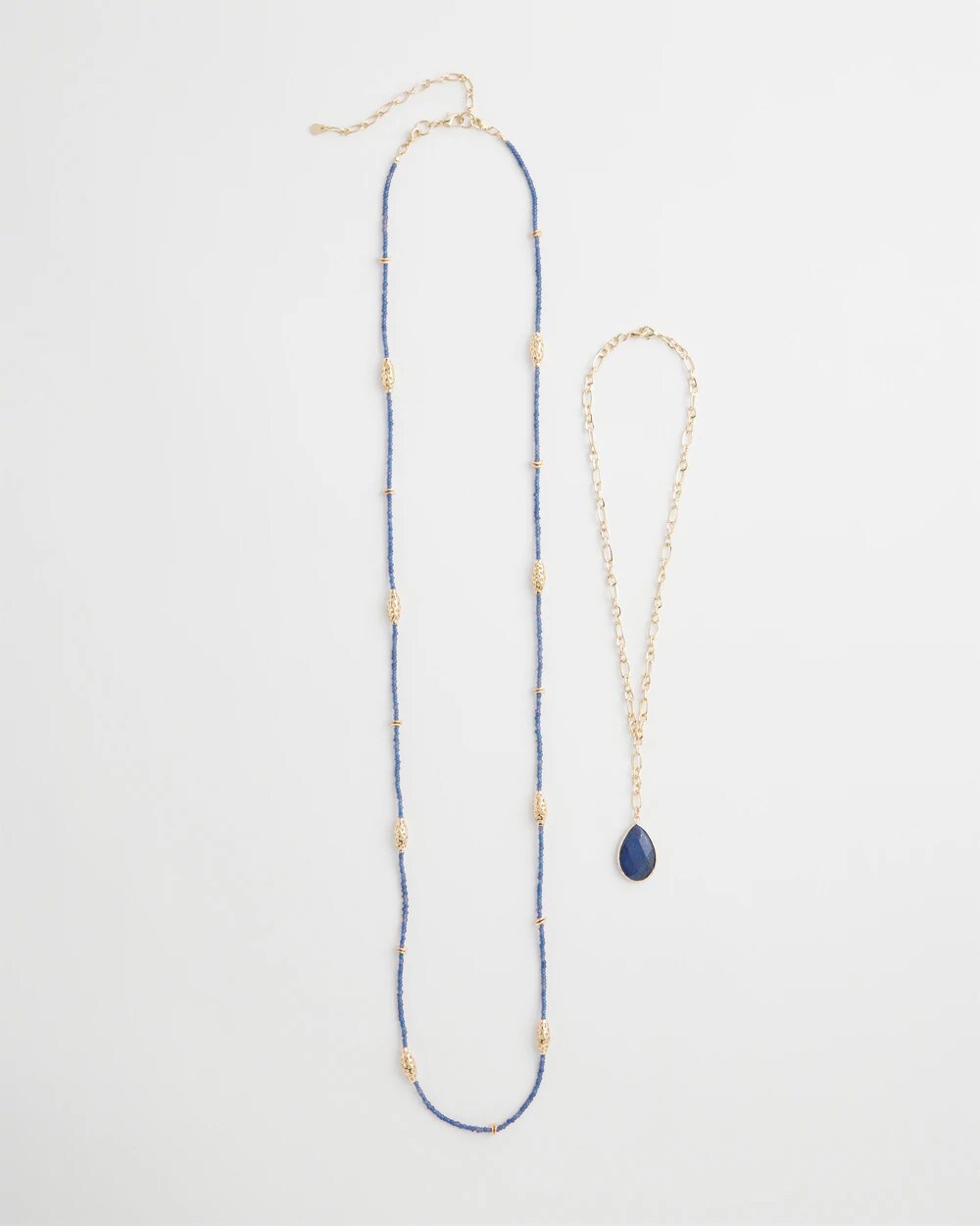 Chico's Convertible Beaded Pendant Necklace BLUE