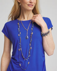 Chico's Convertible Beaded Pendant Necklace BLUE
