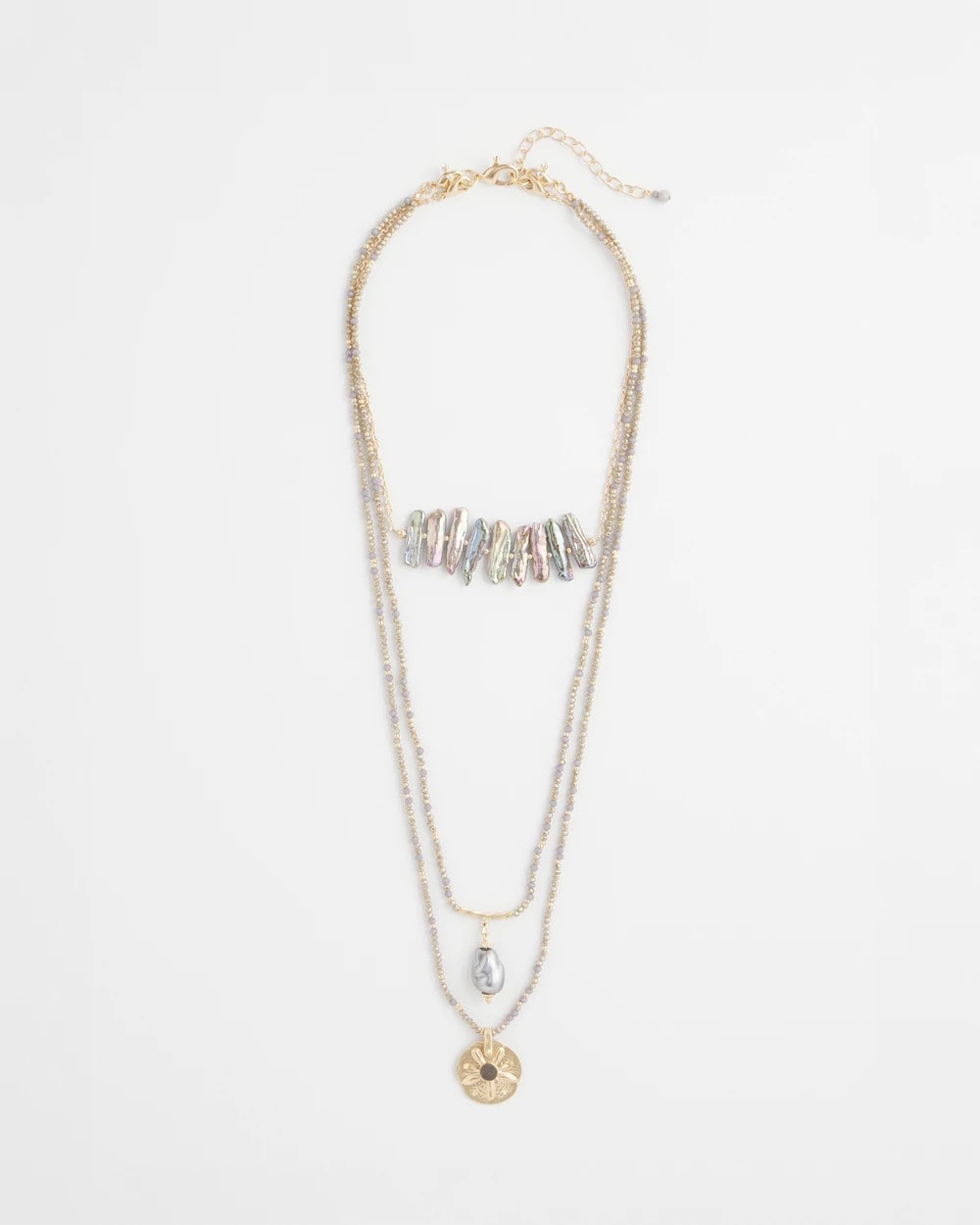 Chico's Convertible Abalone Pendant Necklace NEUTRAL