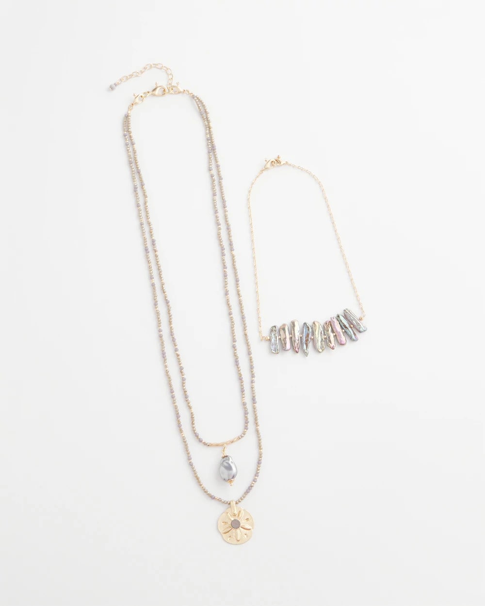 Chico's Convertible Abalone Pendant Necklace NEUTRAL