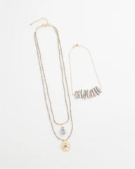 Chico's Convertible Abalone Pendant Necklace NEUTRAL