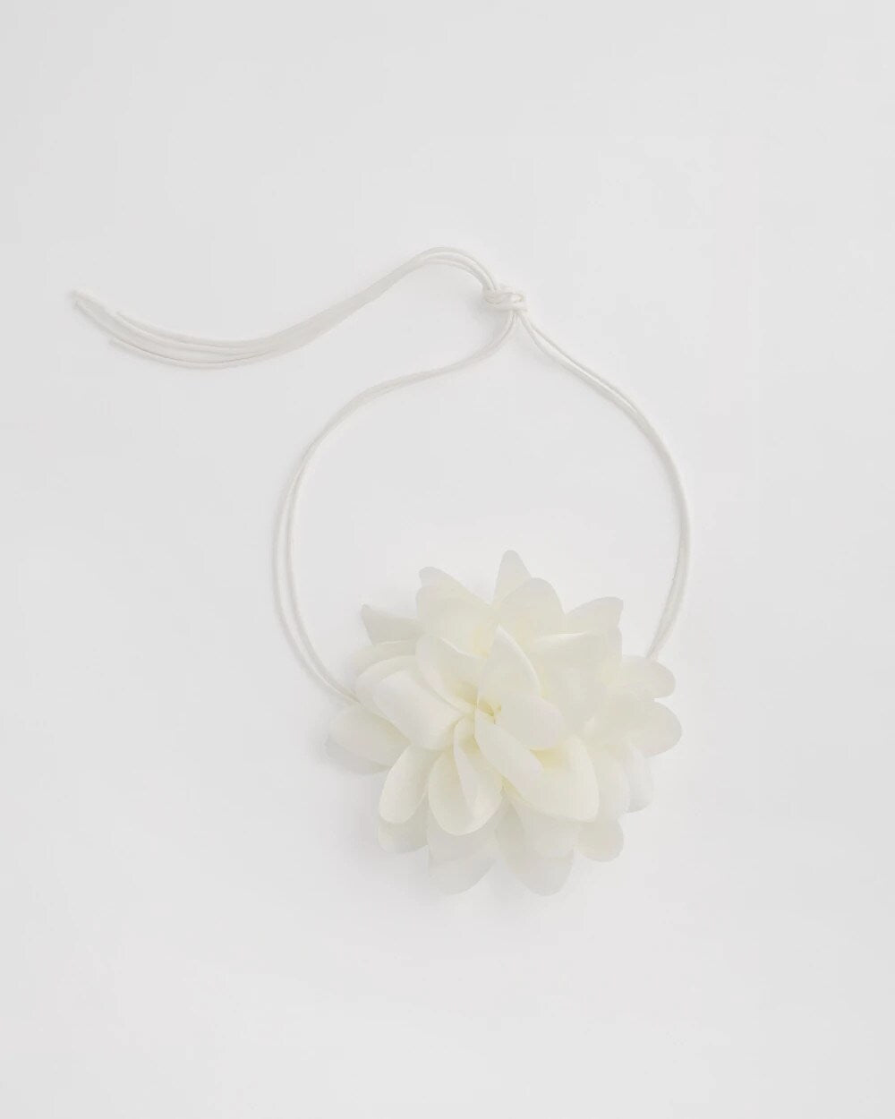 Chico's White Flower Tie Choker Necklace WHITE