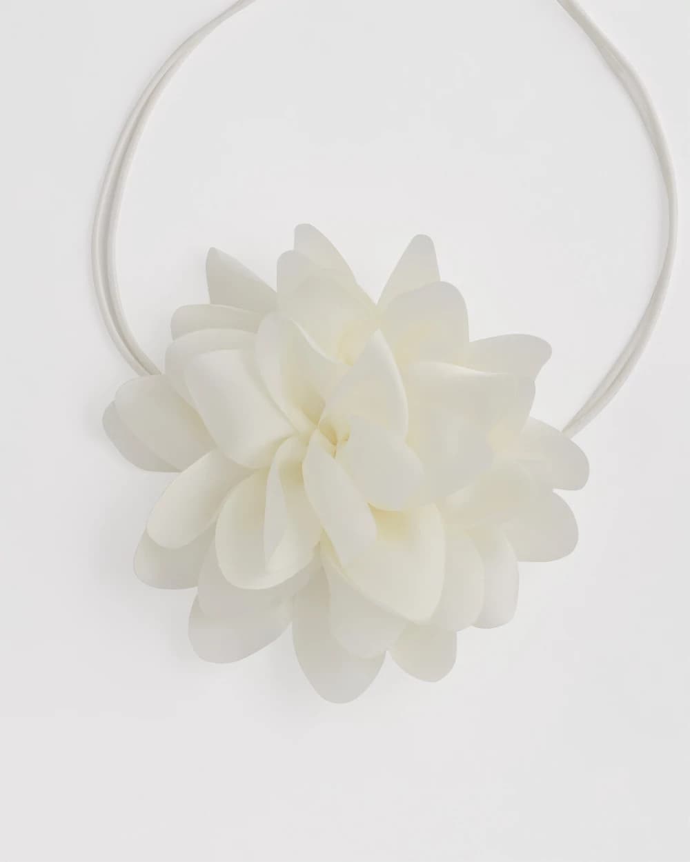 Chico's White Flower Tie Choker Necklace WHITE