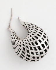 Chico's Silver Lattice Puff Hoop Earrings SILVER