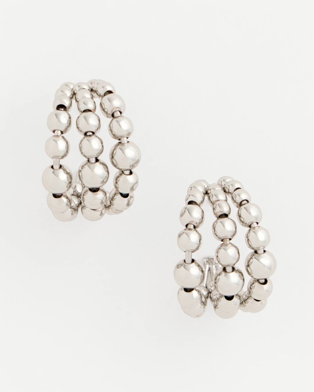 Chico's Silver Beaded Mini Hoop Earrings SILVER