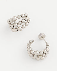 Chico's Silver Beaded Mini Hoop Earrings SILVER