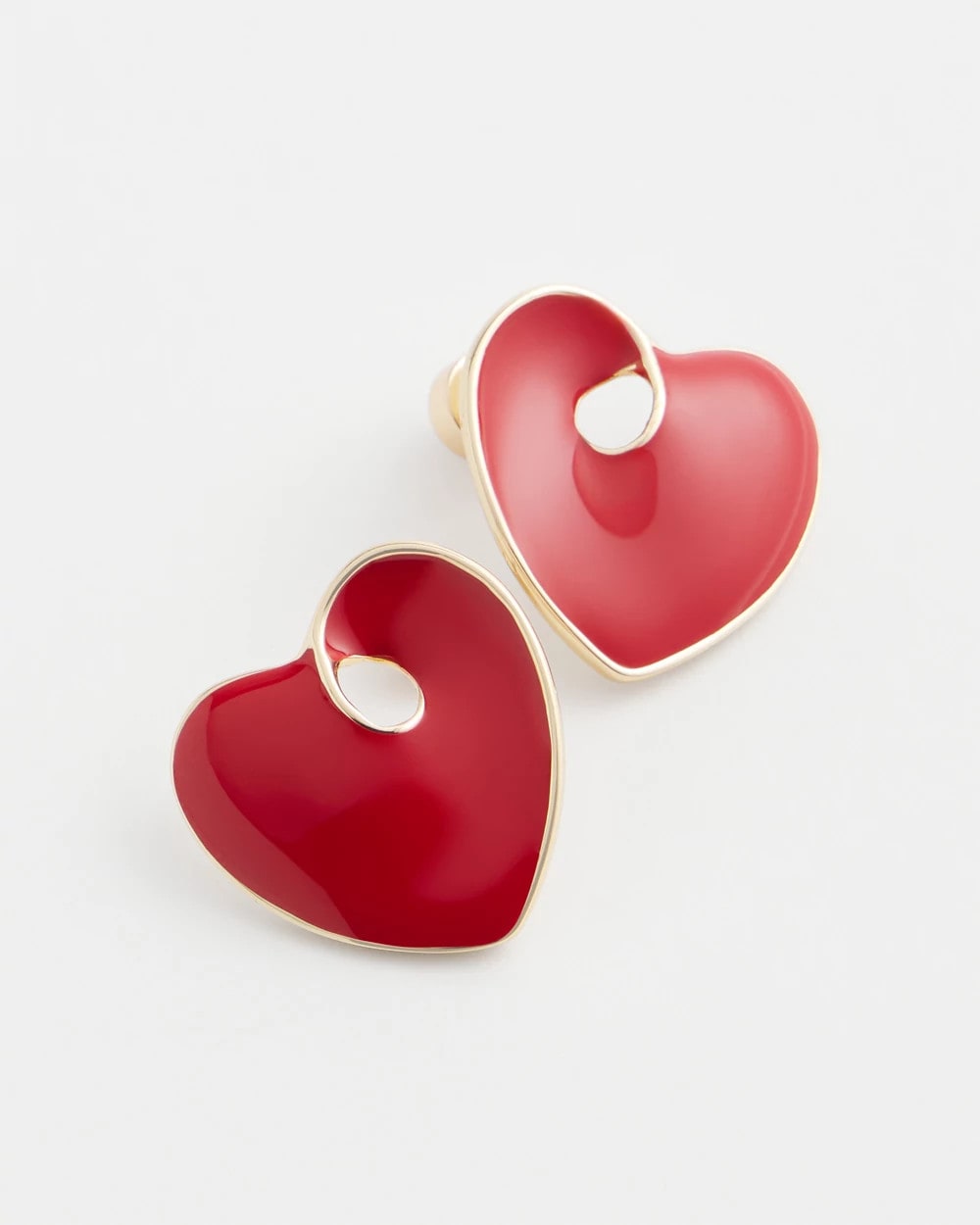 Chico's Red Enamel Heart Stud Earrings RED