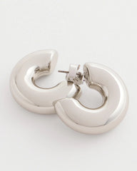Chico's Silver Puff Hoop Earrings SILVER