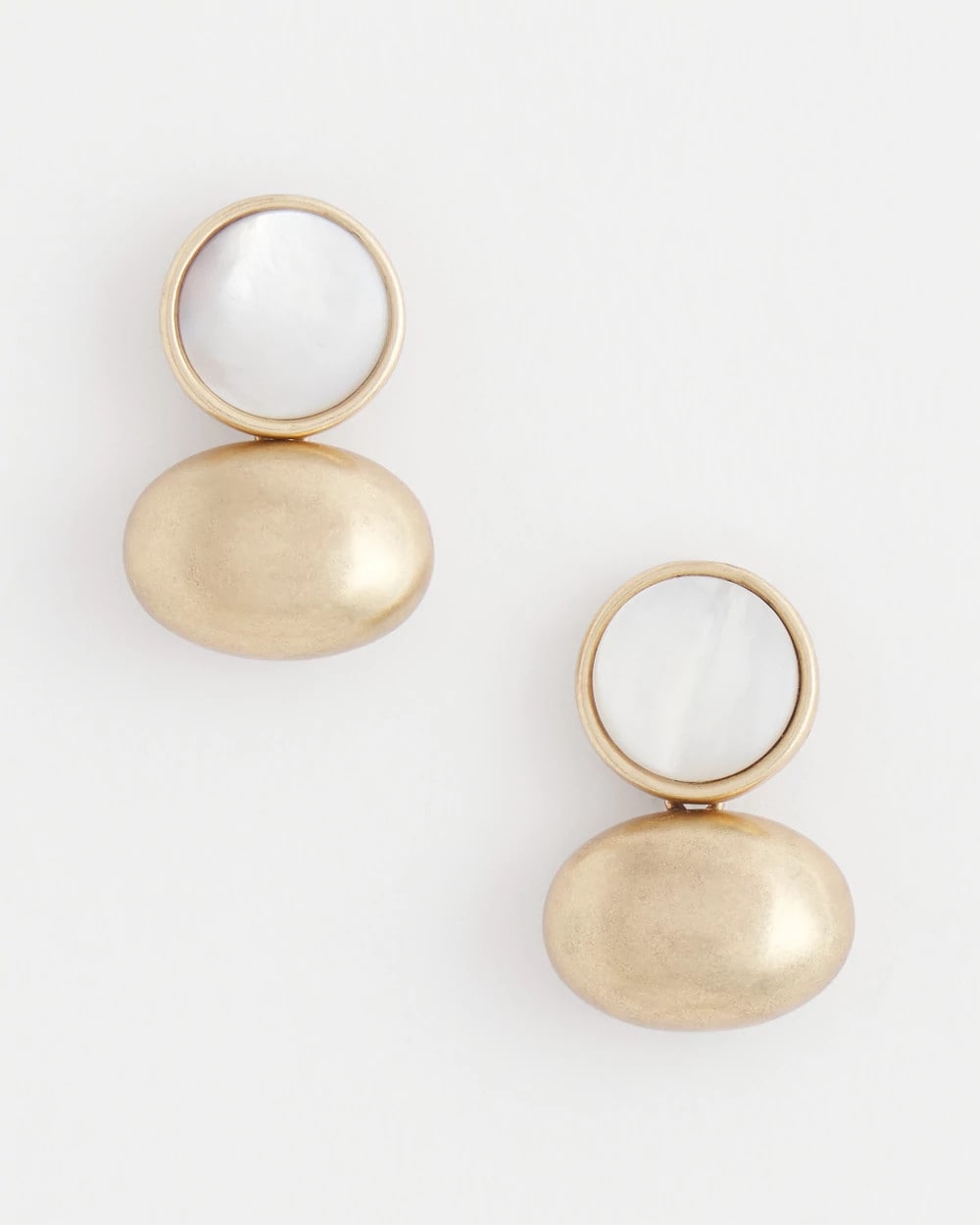 Chico's White & Gold Mini Stud Earrings GOLD