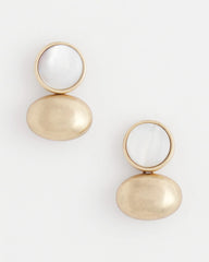 Chico's White & Gold Mini Stud Earrings GOLD
