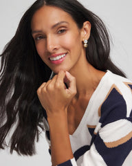 Chico's White & Gold Mini Stud Earrings GOLD
