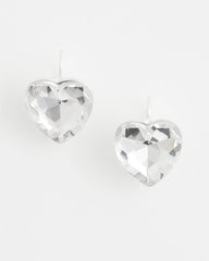 Chico's Crystal Heart Gem Drop Earrings NEUTRAL