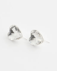 Chico's Crystal Heart Gem Drop Earrings NEUTRAL