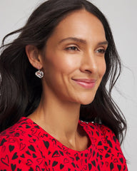 Chico's Crystal Heart Gem Drop Earrings NEUTRAL