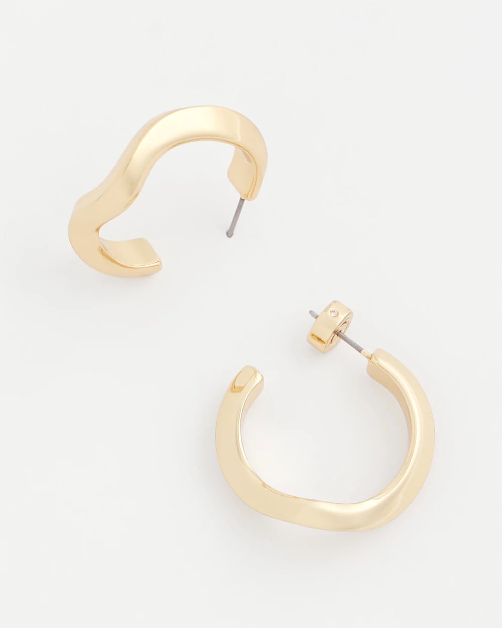 Chico's Gold Wavy Hoop Earrings GOLD