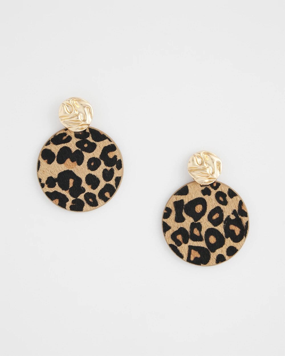Chico's Round Haircalf Earrings NEUTRAL