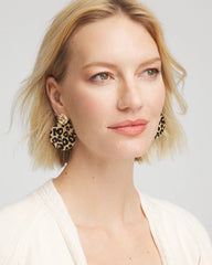 Chico's Round Haircalf Earrings NEUTRAL