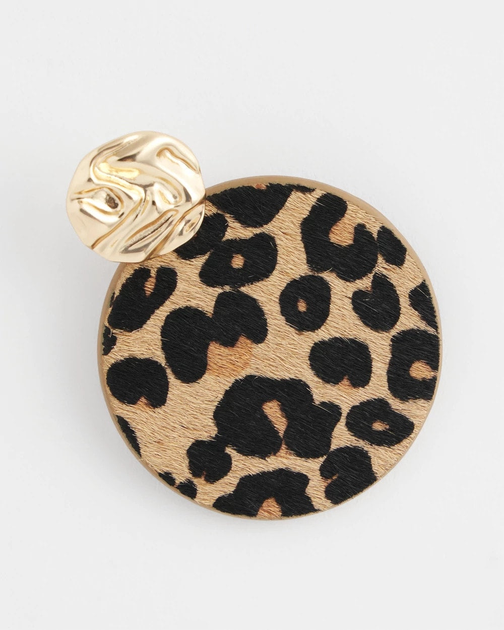 Chico's Round Haircalf Earrings NEUTRAL
