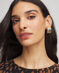Chico's Black & Gold Quilted  Clip on Earrings GOLD