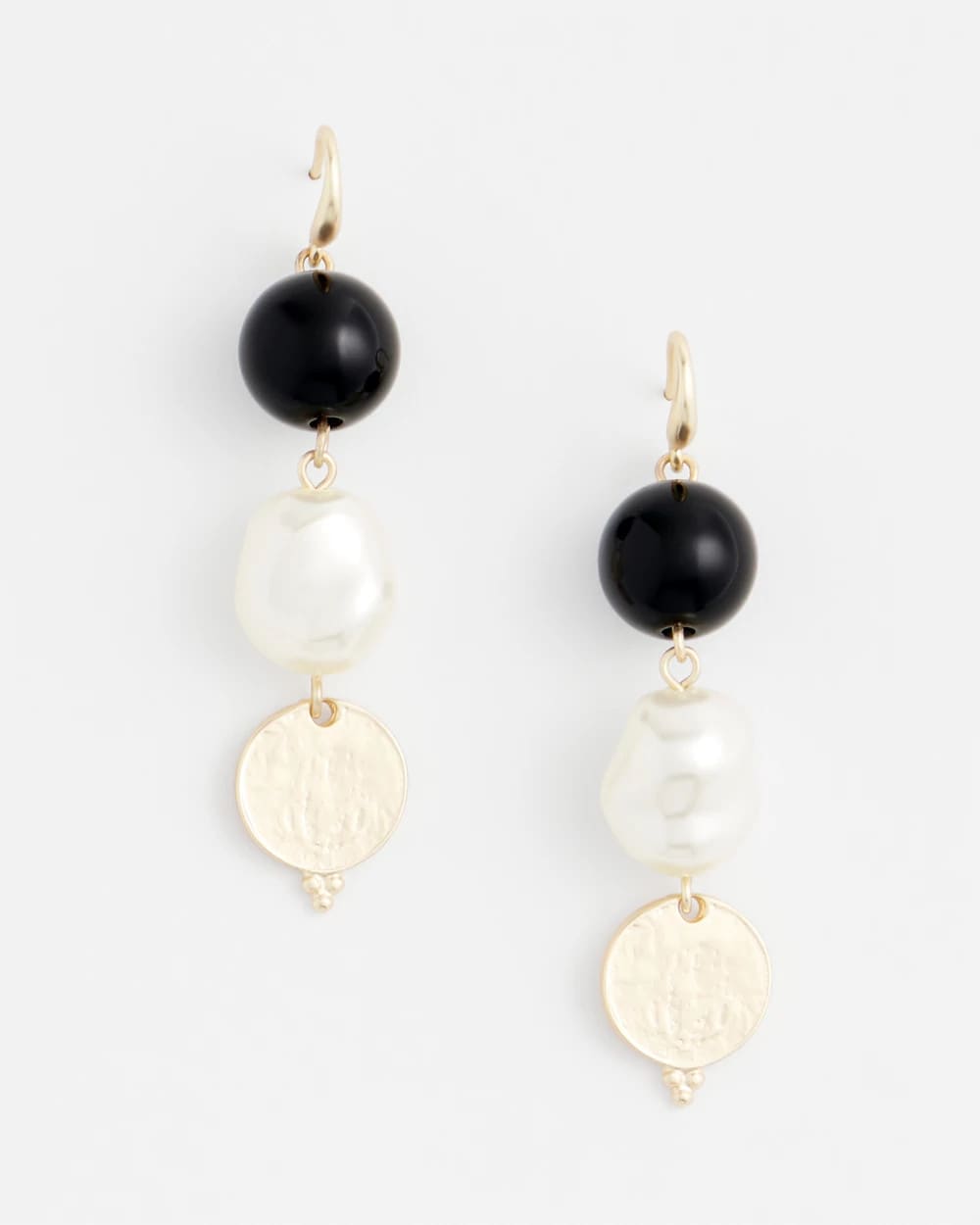 Chico's Linear Gold Pearl Earrings GOLD
