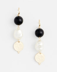 Chico's Linear Gold Pearl Earrings GOLD