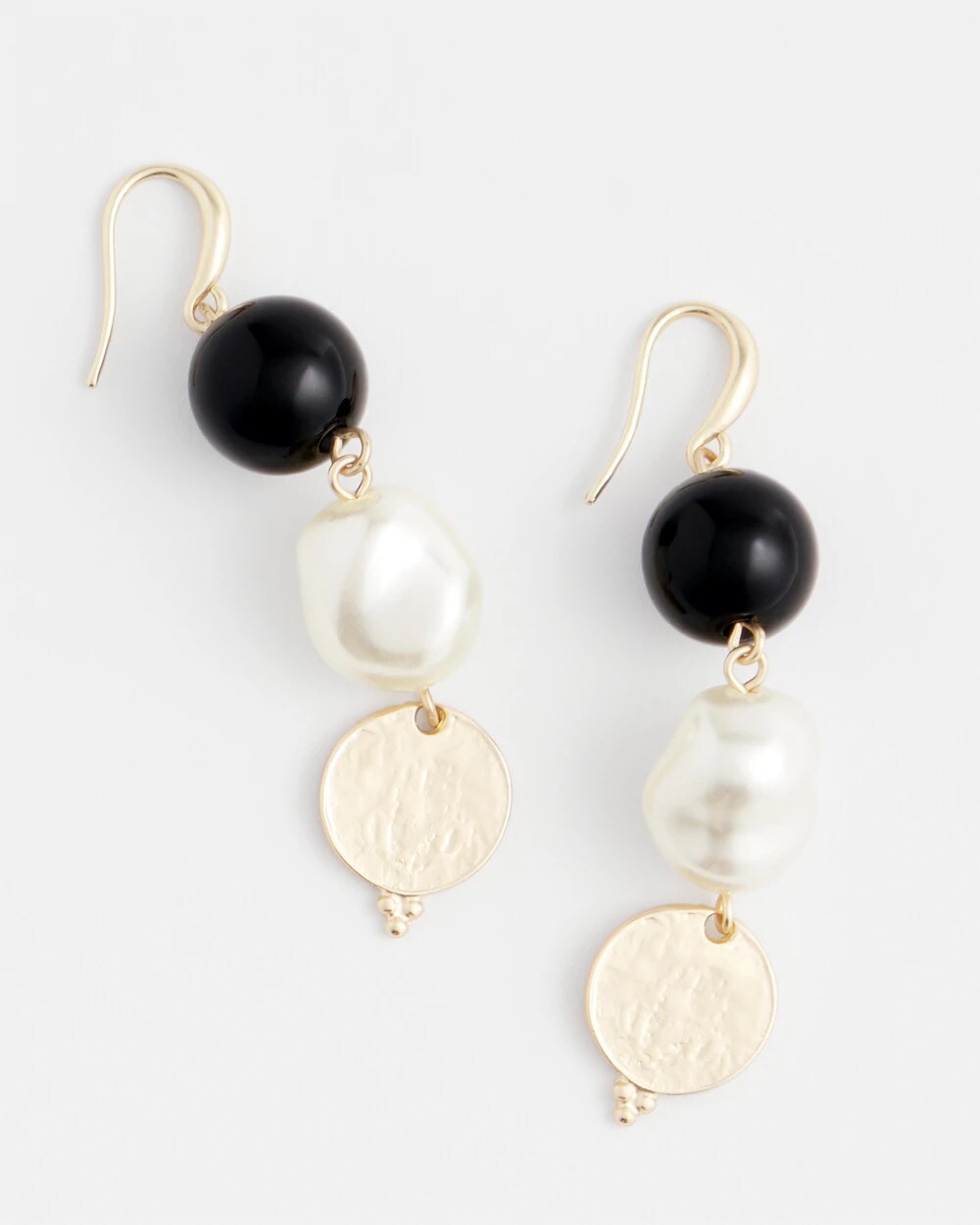 Chico's Linear Gold Pearl Earrings GOLD