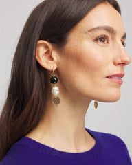 Chico's Linear Gold Pearl Earrings GOLD