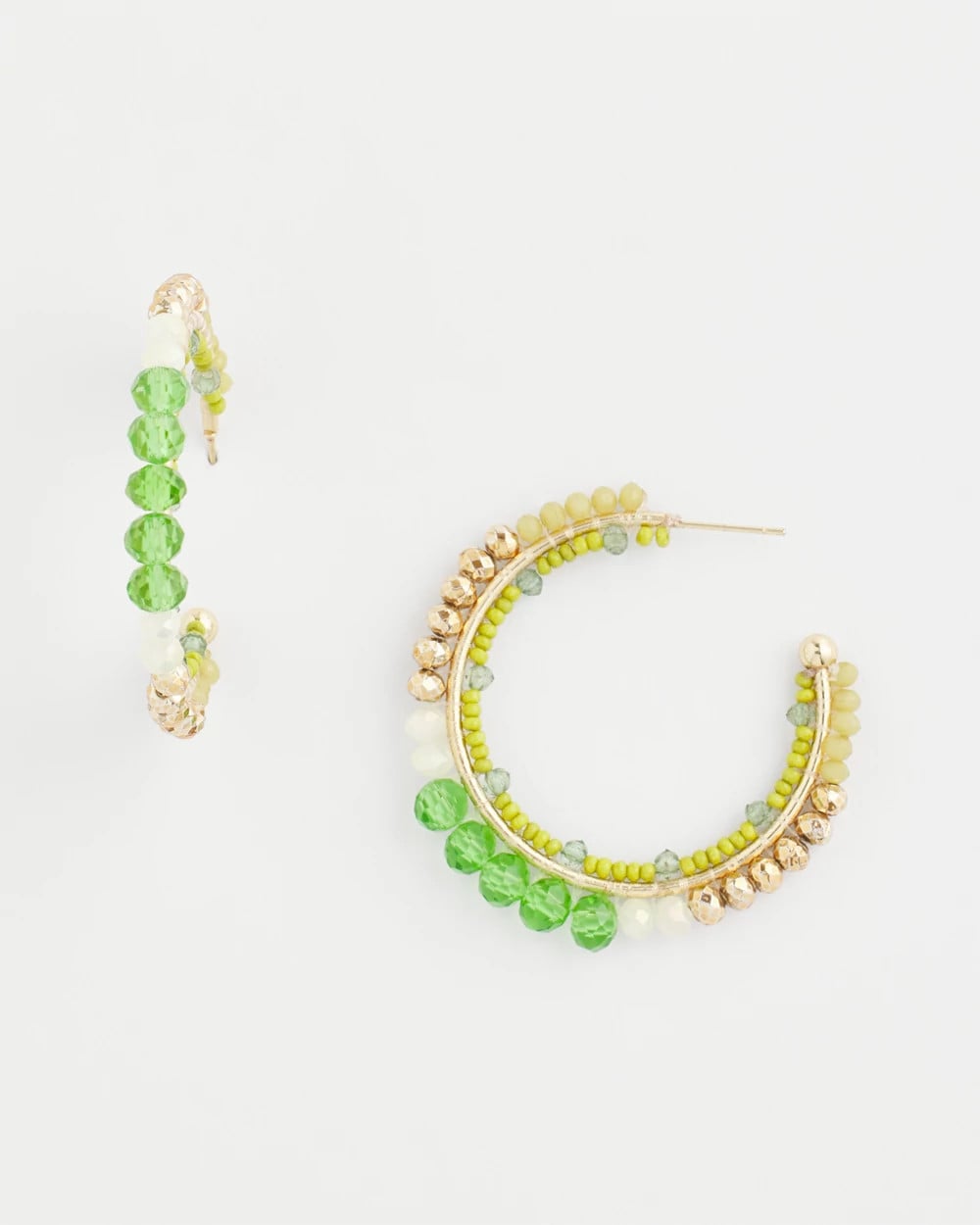 Chico's No Droop® Beaded Hoop Earrings GREEN