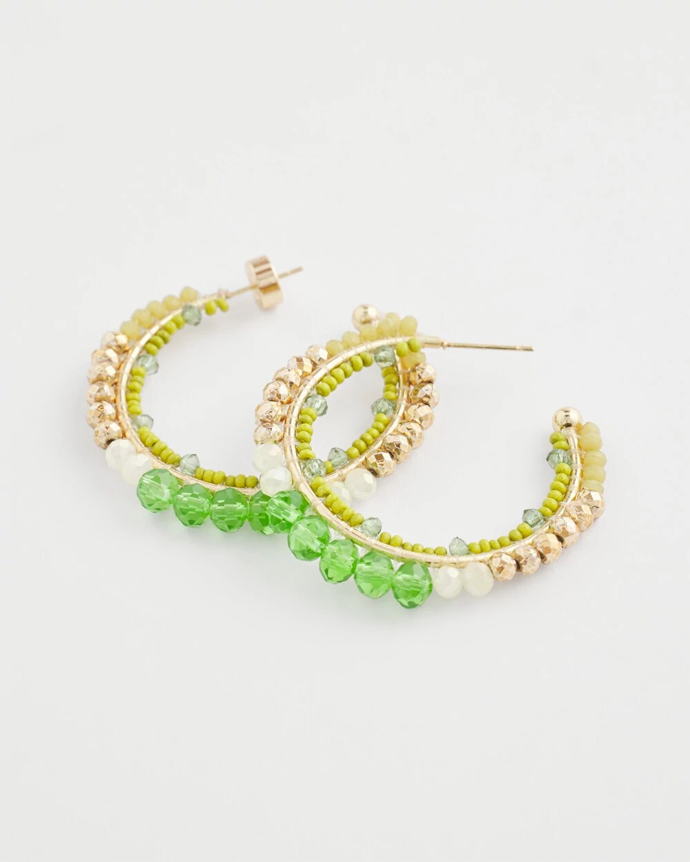 Chico's No Droop® Beaded Hoop Earrings GREEN