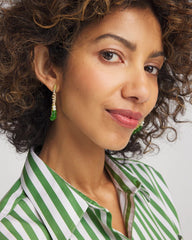 Chico's No Droop® Beaded Hoop Earrings GREEN