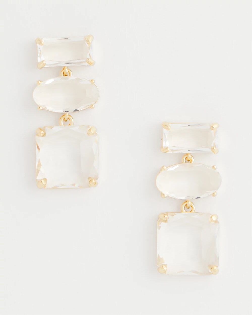 Chico's Neutral Faceted Drop Earrings PALE PINK