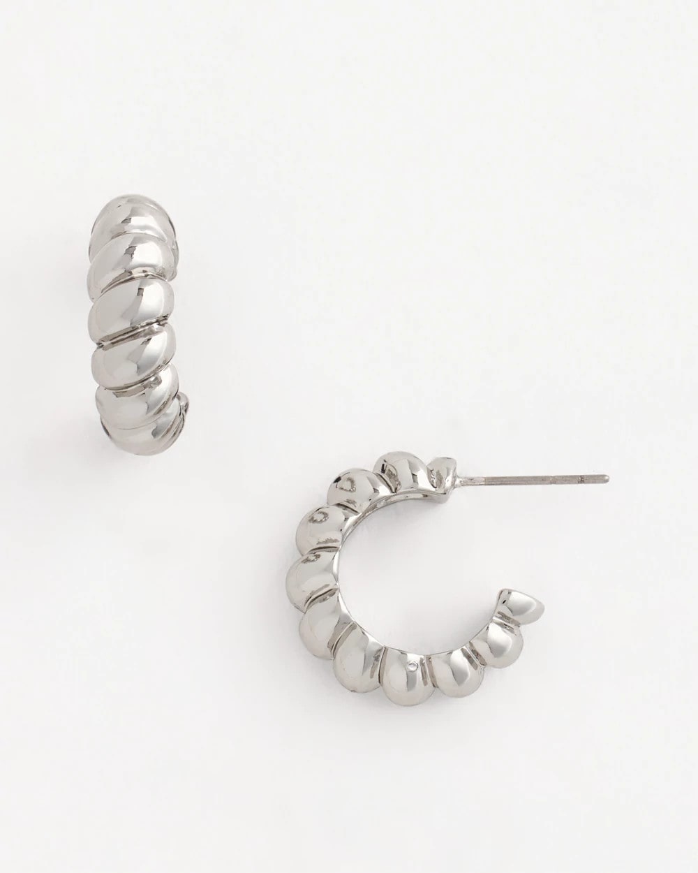 Chico's No Droop® Silvertone Twisted Hoop Earrings SILVER