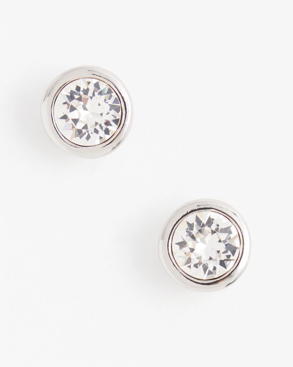 Chico's Silver Tone Crystal Stud Earrings SILVER