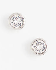 Chico's Silver Tone Crystal Stud Earrings SILVER