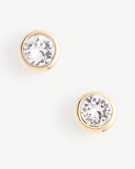 Chico's Gold Tone Crystal Stud Earrings GOLD