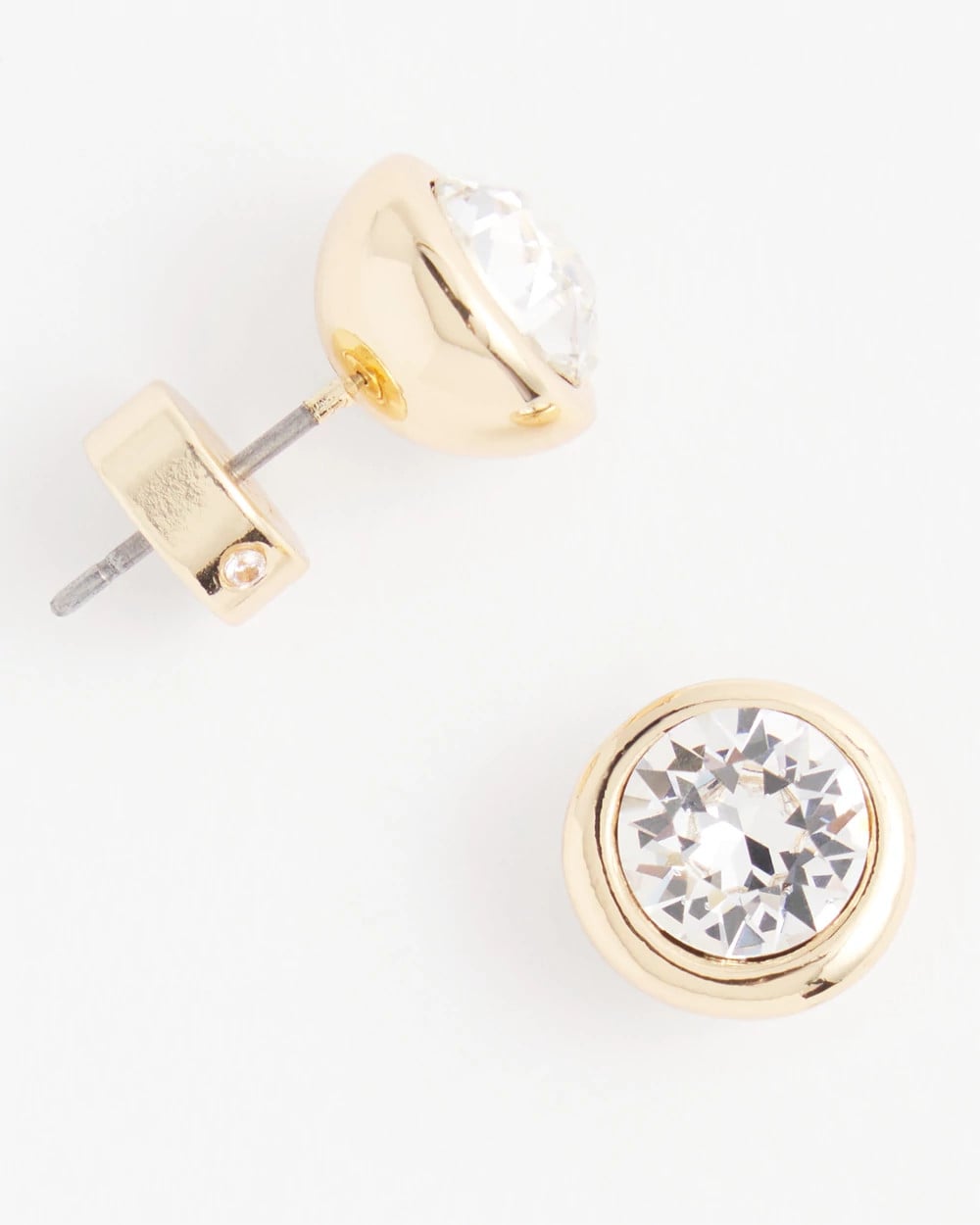 Chico's Gold Tone Crystal Stud Earrings GOLD
