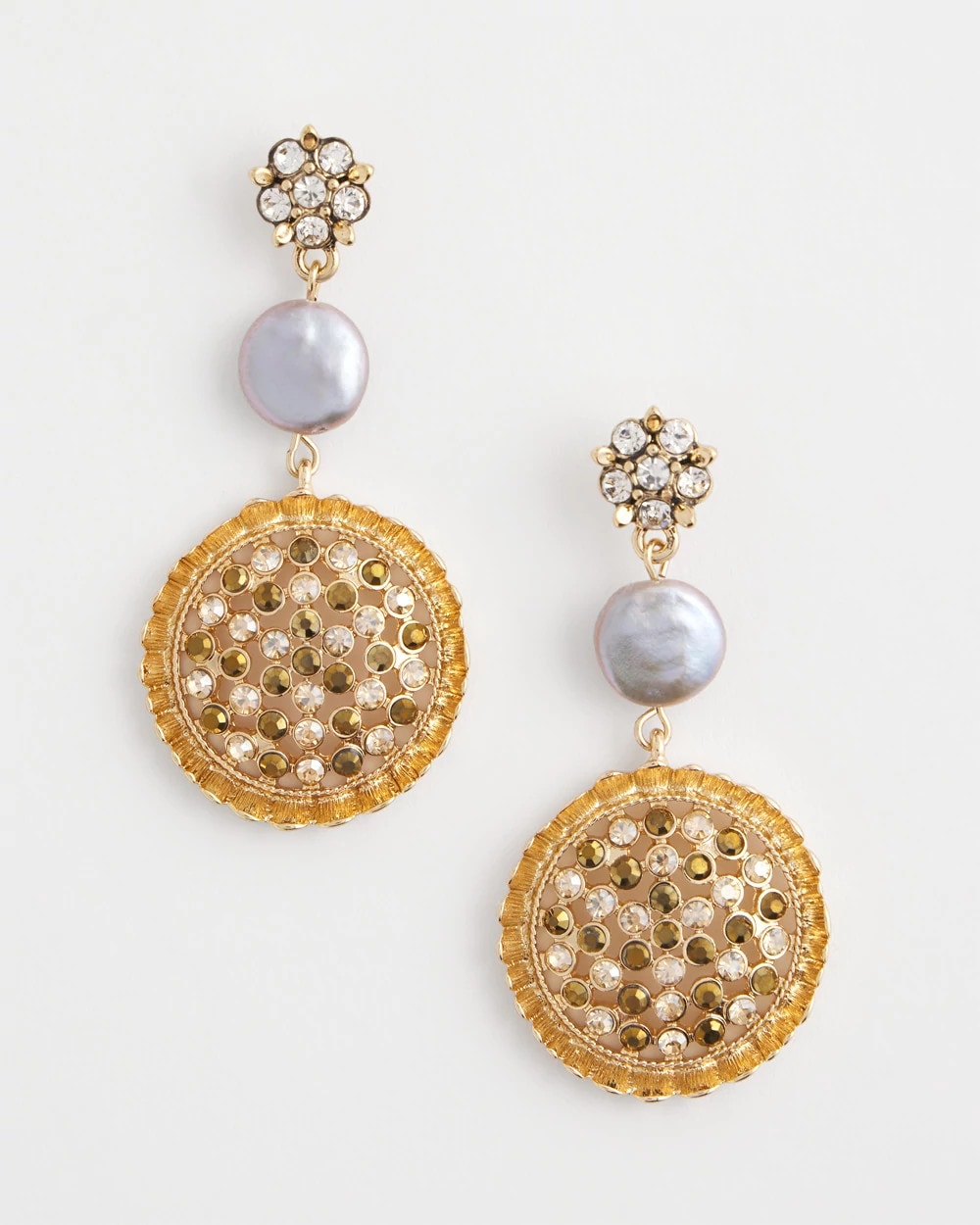 Chico's Gold Medallion Drop Earrings GOLD
